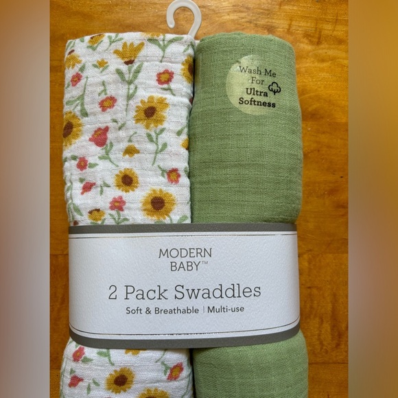 Modern Baby Soft & Breathable 2 Pack Swaddles Multi Use NEW Shower Gift Infant - Picture 2 of 3